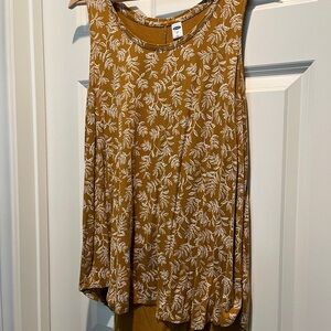 Old Navy Mustard Yellow Leaf-Print Sleeveless Tank